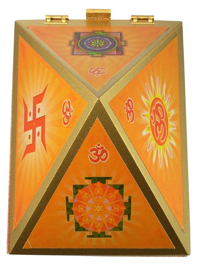 Crystu Wooden Pyramid Wish Box Size 6 inch Wooden Wish Box Om Sticker for Reiki Wish Healing and Crystal Healing Wish Box - Image 3